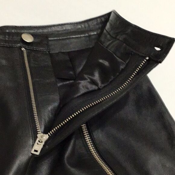 LPA Black Leather High Waist Straight Leg Front Zipper Leg Pants Size XS - Picture 8 of 16